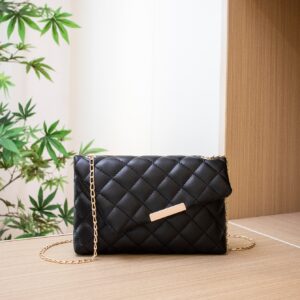 Geometric Quilted Chain Square Bag