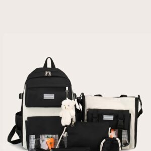 5pcs Bear Decor Functional Backpack Set